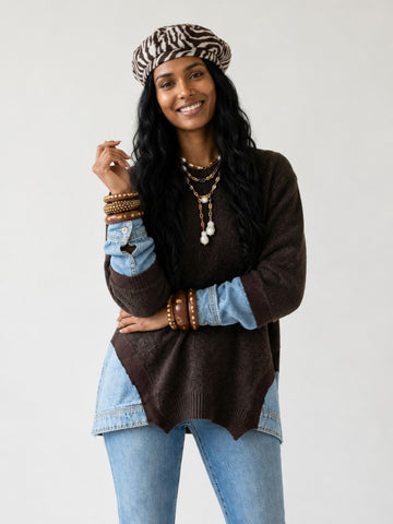 Audacious Denim Patchwork Sweater