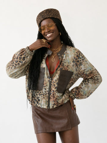 Fierce Leopard Patchwork Short Jacket
