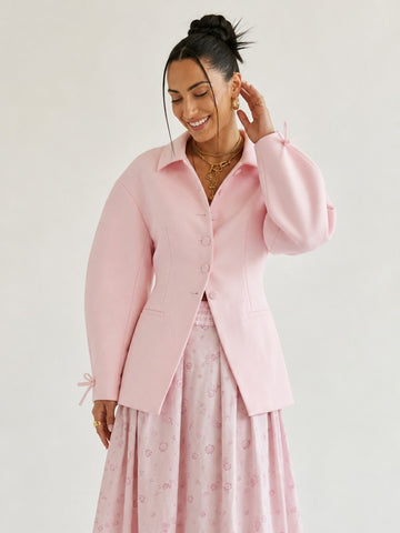 Radiant Pink Puffed Sleeve Blazer