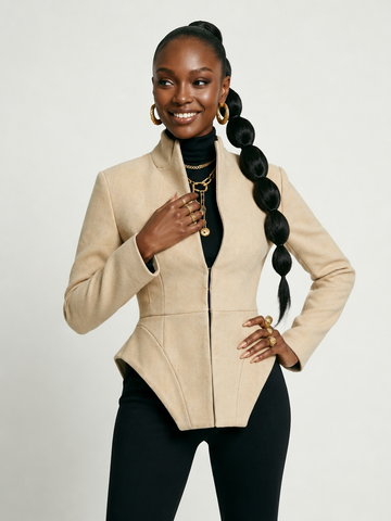 Confident Peplum Blazer Wide-Leg Pants