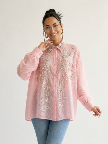 Radiant Pearl Embroidered Blouse