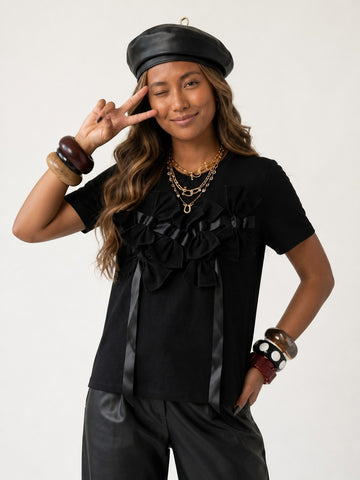 Elegant Bow Detailed T-Shirt