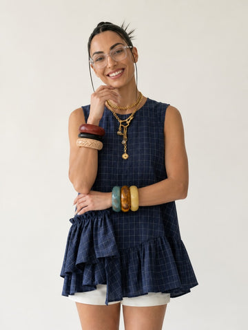 Free Spirit Plaid Ruffled Tank Top