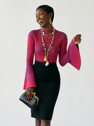 Dynamic Striped Ruffled Sweater