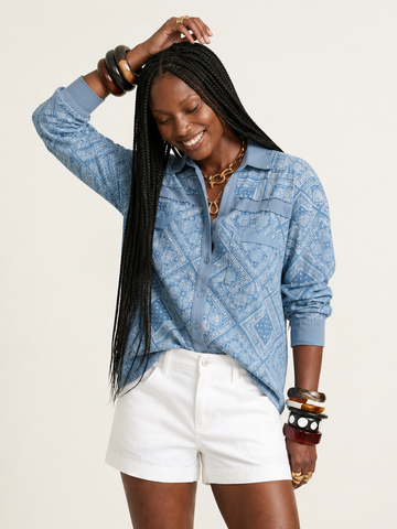 Wanderlust Paisley Oversized Denim Shirt