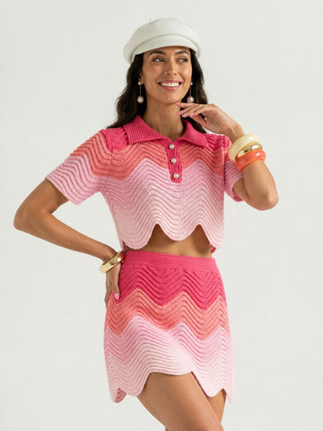 Vibrant Striped Knit Pullover Suit