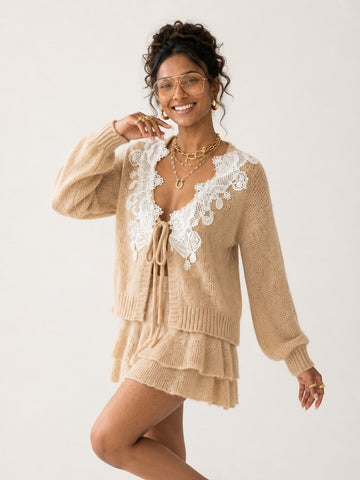 Radiant Knit Ruffle Two-Piece Set