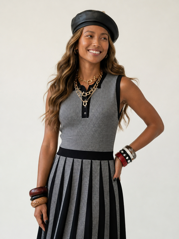 Elegant Slim Pleated Knit Dress
