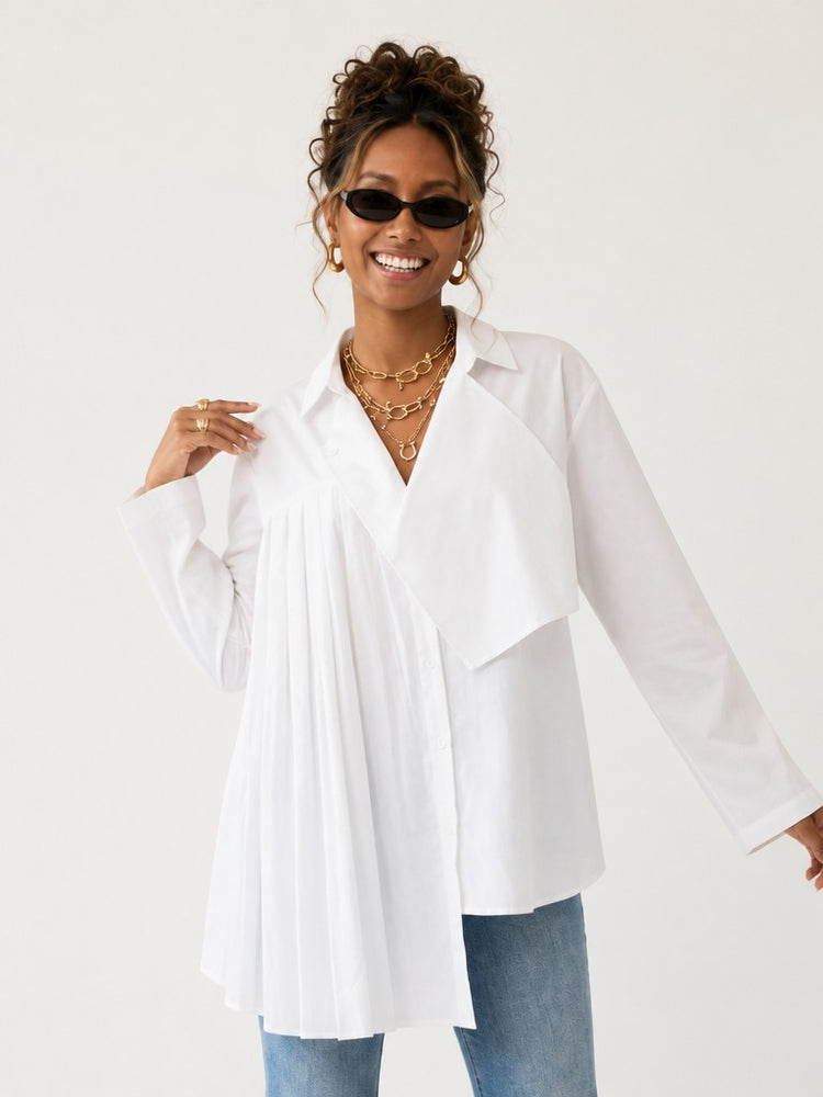 Unique Pleated Asymmetrical Blouse