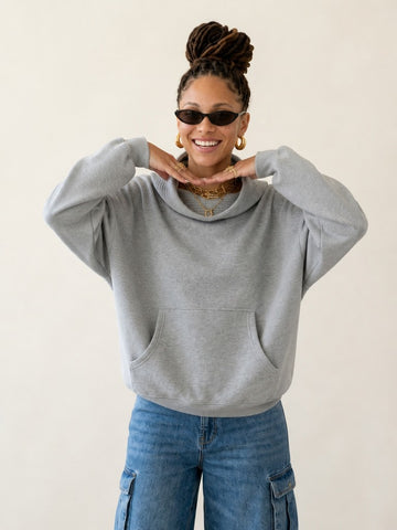 Grounded Off-Shoulder Hooded Sweatshirt