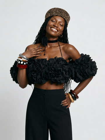 Daring Floral Off-Shoulder Cropped Vest