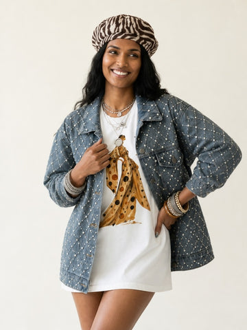 Audacious Rhinestone Diamond Denim Jacket