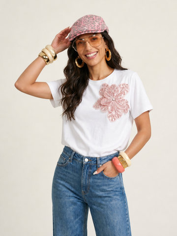 Radiant Sequined Floral T-Shirt