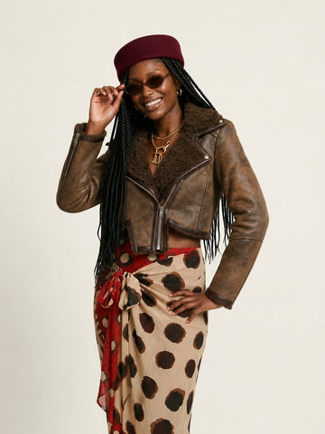 Daring Faux Shearling Cropped Jacket