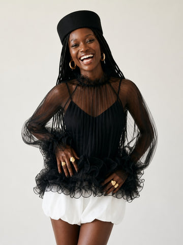 Audacious Ruffled Mesh Blouse