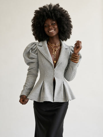 Audacious Ruched Puff Sleeve Jacket