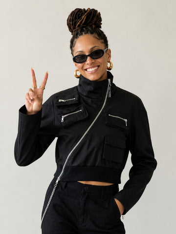 Daring Cropped Motorcycle Jacket