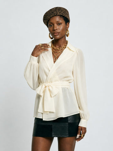 Ethereal Chiffon Lantern Sleeve Blouse