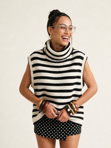Grounded Striped Knitted Sweater Vest