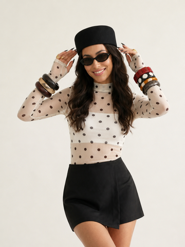 Radiant Polka Dot Mesh Top