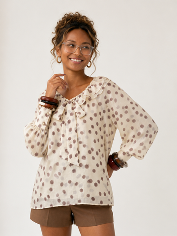 Liberated Ruffled Printed Chiffon Blouse