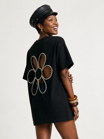Audacious Diamond Flower Cutout T-Shirt
