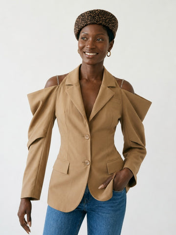 Audacious Off-Shoulder Chain Blazer