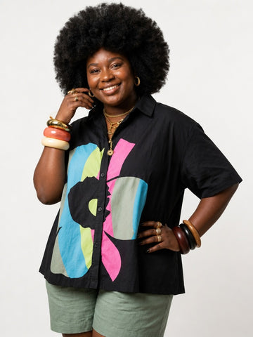 Vibrant Flower Printed Oversized Blouse
