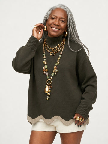 Grounded Wavy Hem Knit Sweater