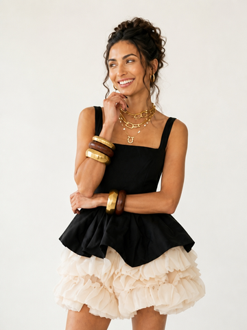 Audacious Ruffled Patchwork Mini Dress