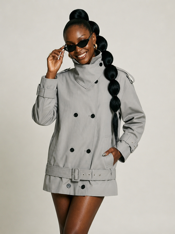 Confident Double Breasted Mini Trenchcoat