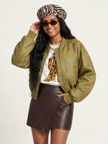 Audacious Faux Leather Short Jacket