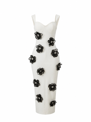 Ivory Rosette Midi Dress