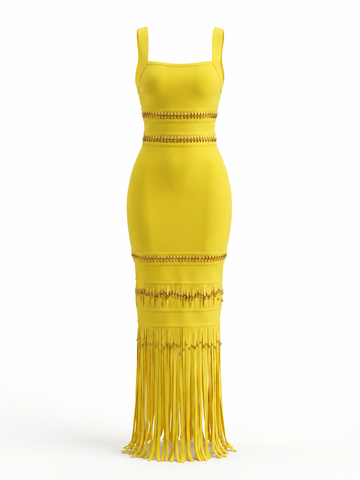 Black Tassel Bandage Dress
