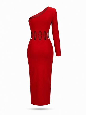 Crimson One Shoulder Gown