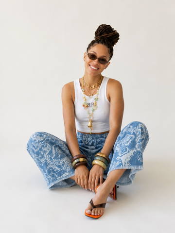 Wanderlust Floral Washed Wide-Leg Pants