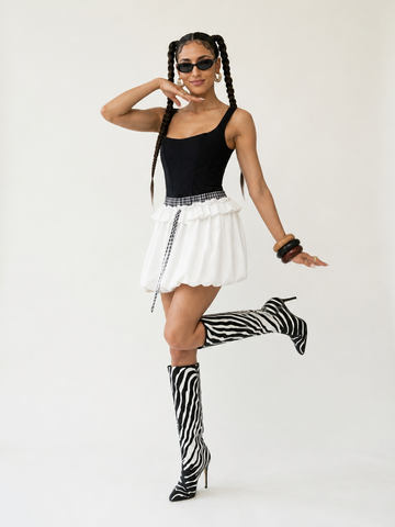 Free Spirit Ruffle Patchwork Mini Skirt