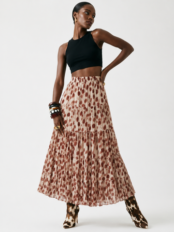 Free Spirit Dot Pleated Maxi Skirt