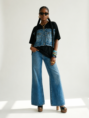 Audacious Patchwork Denim T-Shirt