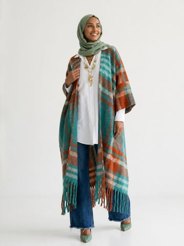 Wanderlust Plaid Fringed Kimono
