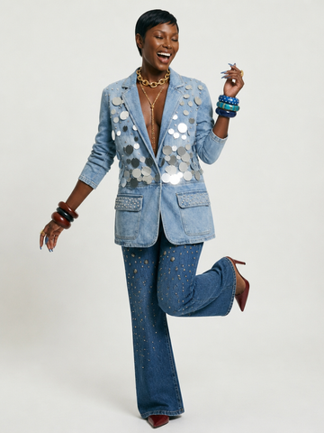 Audacious Sequin Denim Blazer