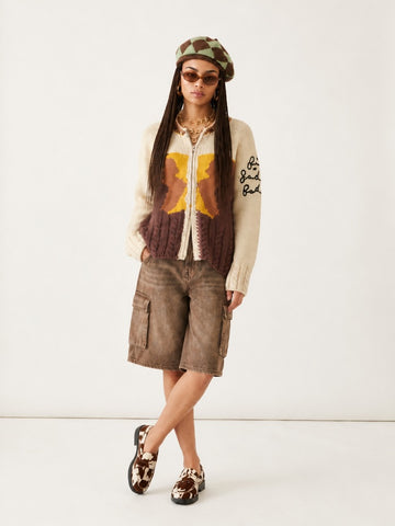 Unique Patchwork Knit Cardigan