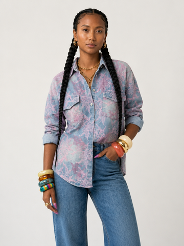 Wanderlust Embroidered Denim Blouse