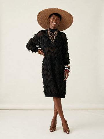 Audacious Tasseled Mesh Midi Dress