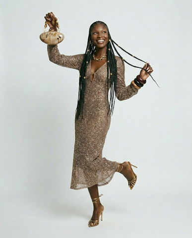 Radiant Sequined V-Neck Maxi Dress
