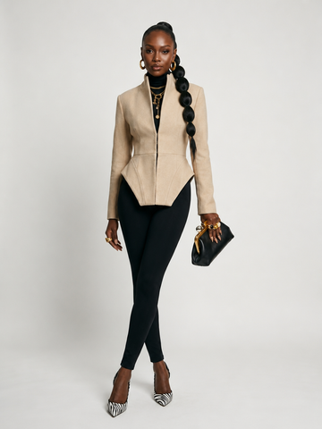 Confident Peplum Blazer Wide-Leg Pants