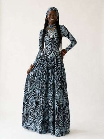 Magnetic Geometric Printed Maxi Dress