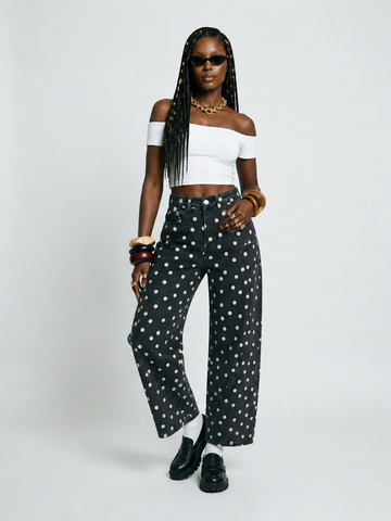 Unique Polka Dot Wide-Leg Jeans
