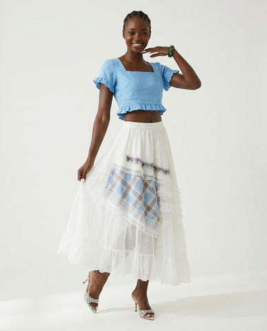 Sovereign Plaid Patchwork Maxi Skirt
