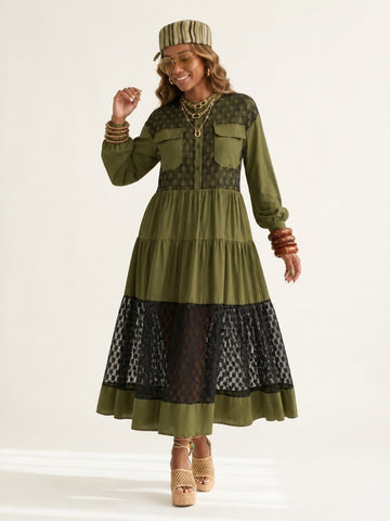 Free Spirit Polka Dot Mesh Maxi Dress